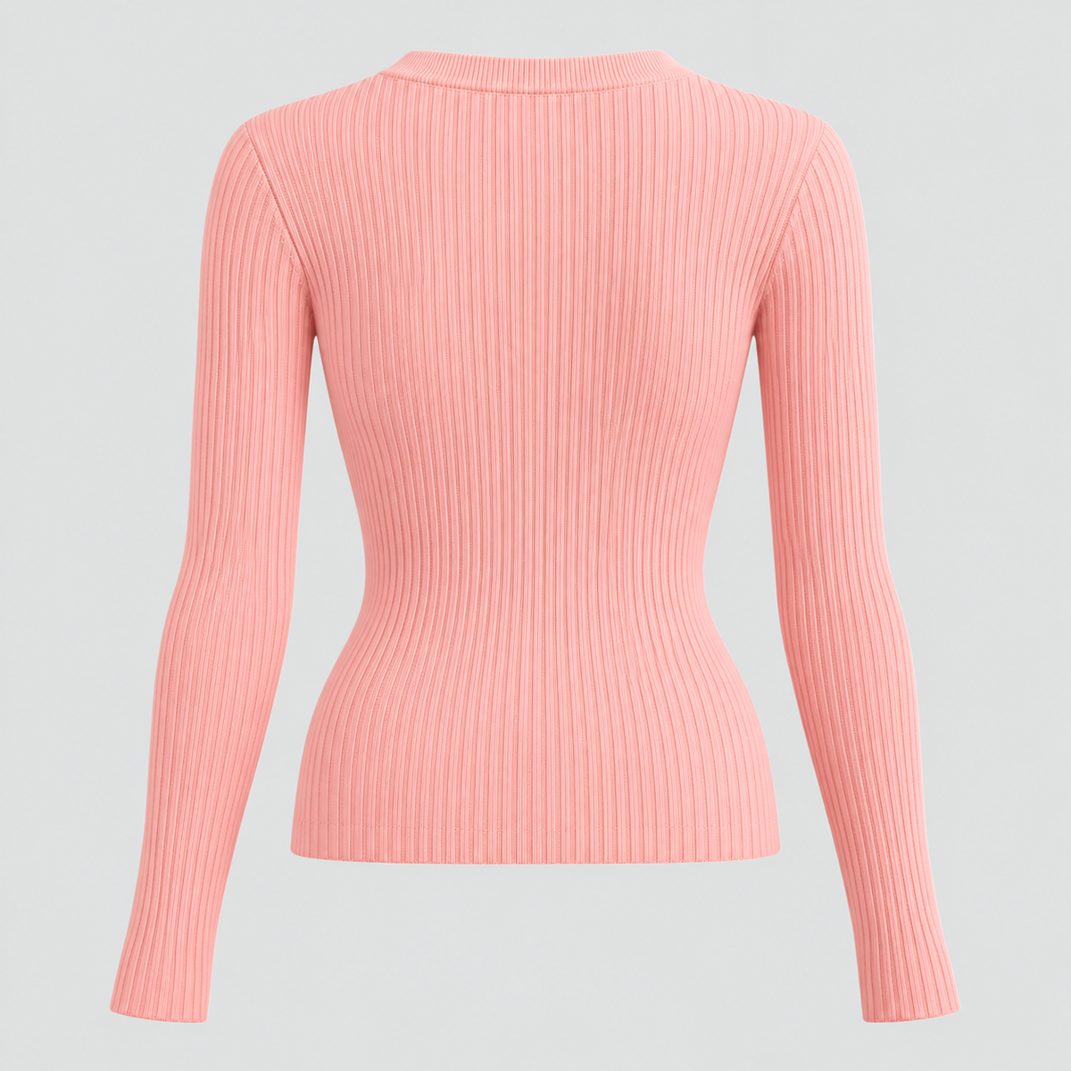 Ribstrikket Sweater med Knaplukning til Damer - Strækstrik