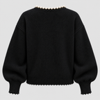 Cardigan med Perleknapper til Damer - Åben Front Strik