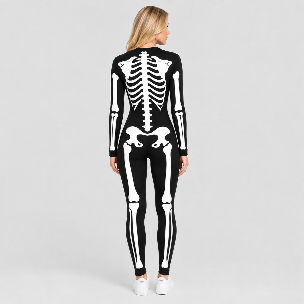 Skeletprint Heldragt til Damer - Tætsiddende Halloween-Kostume