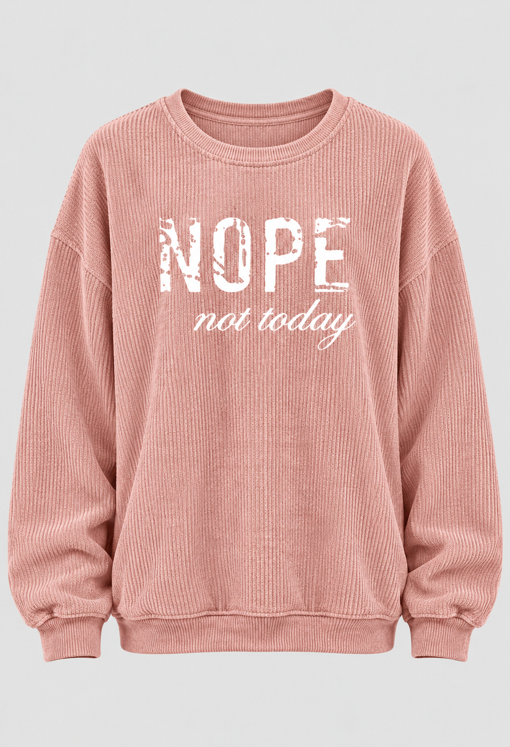 Sweatshirt med Slogan til Damer - Ribbet Stof, Faldende Skuldre
