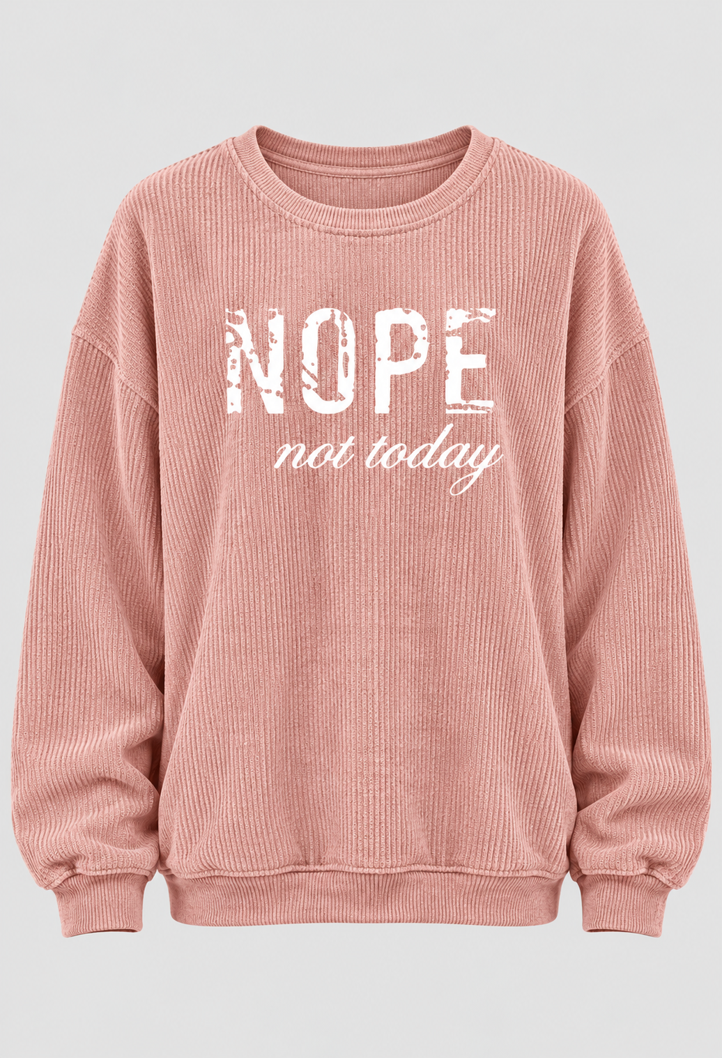Sweatshirt med Slogan til Damer - Ribbet Stof, Faldende Skuldre