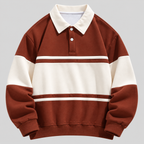 Polokrave Pullover til Herrer - Sweater med Kontraststriber