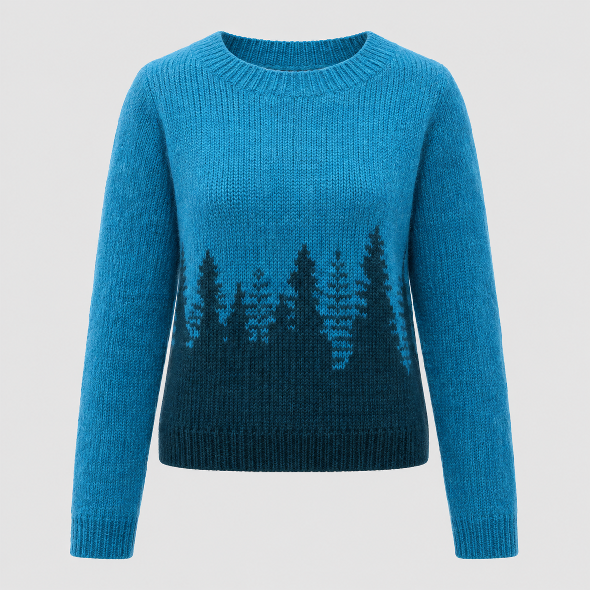 Ombre Skovprintet Sweater til Damer - Uldblandet Strik