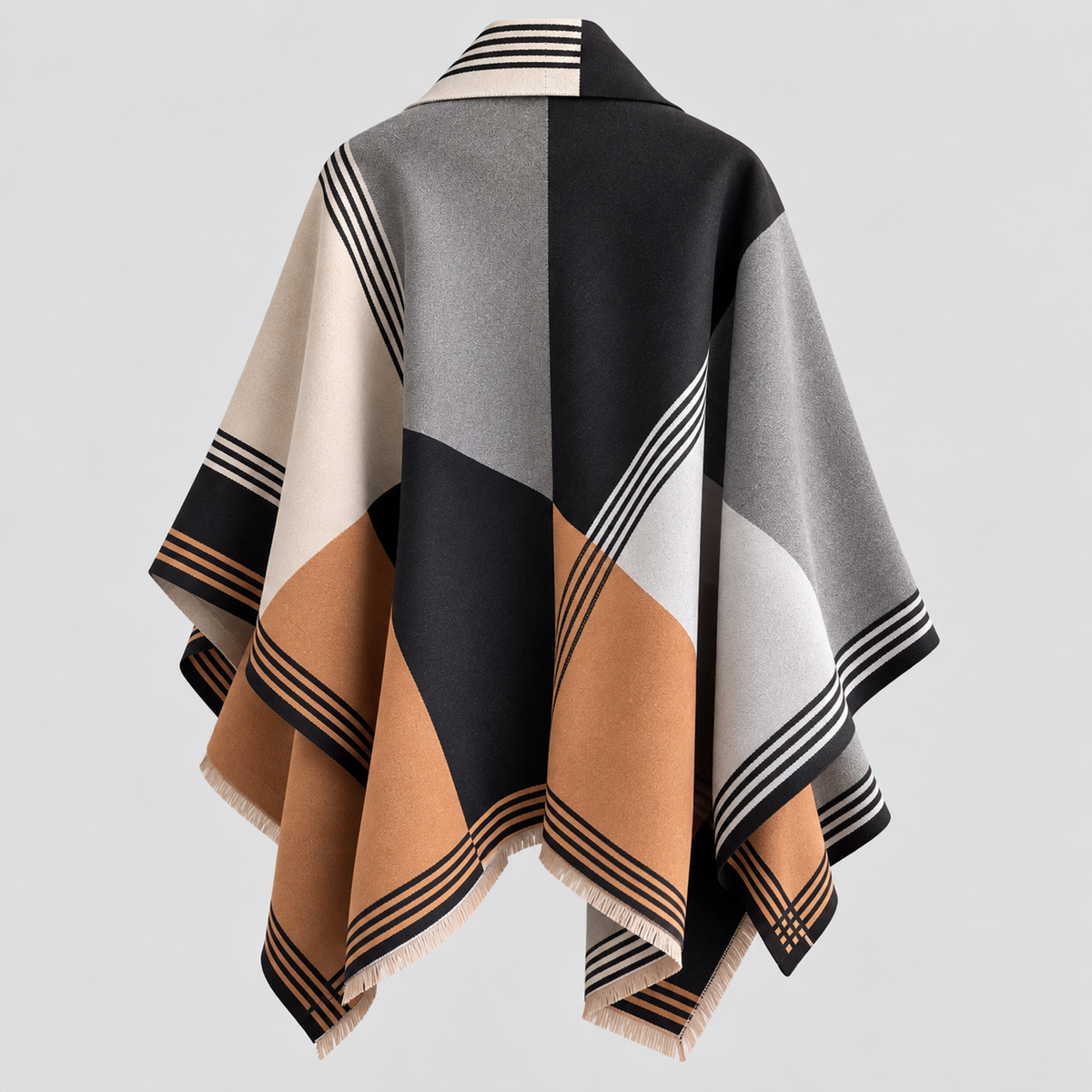 Oversized Ternet Sjal til Damer - Colorblock Vintersjal