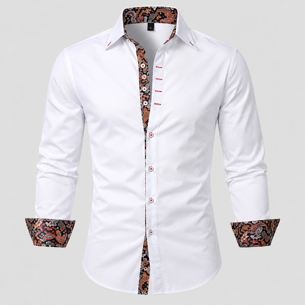 Kontrastdetalje Skjorte - Slim Fit Paisley Detalje