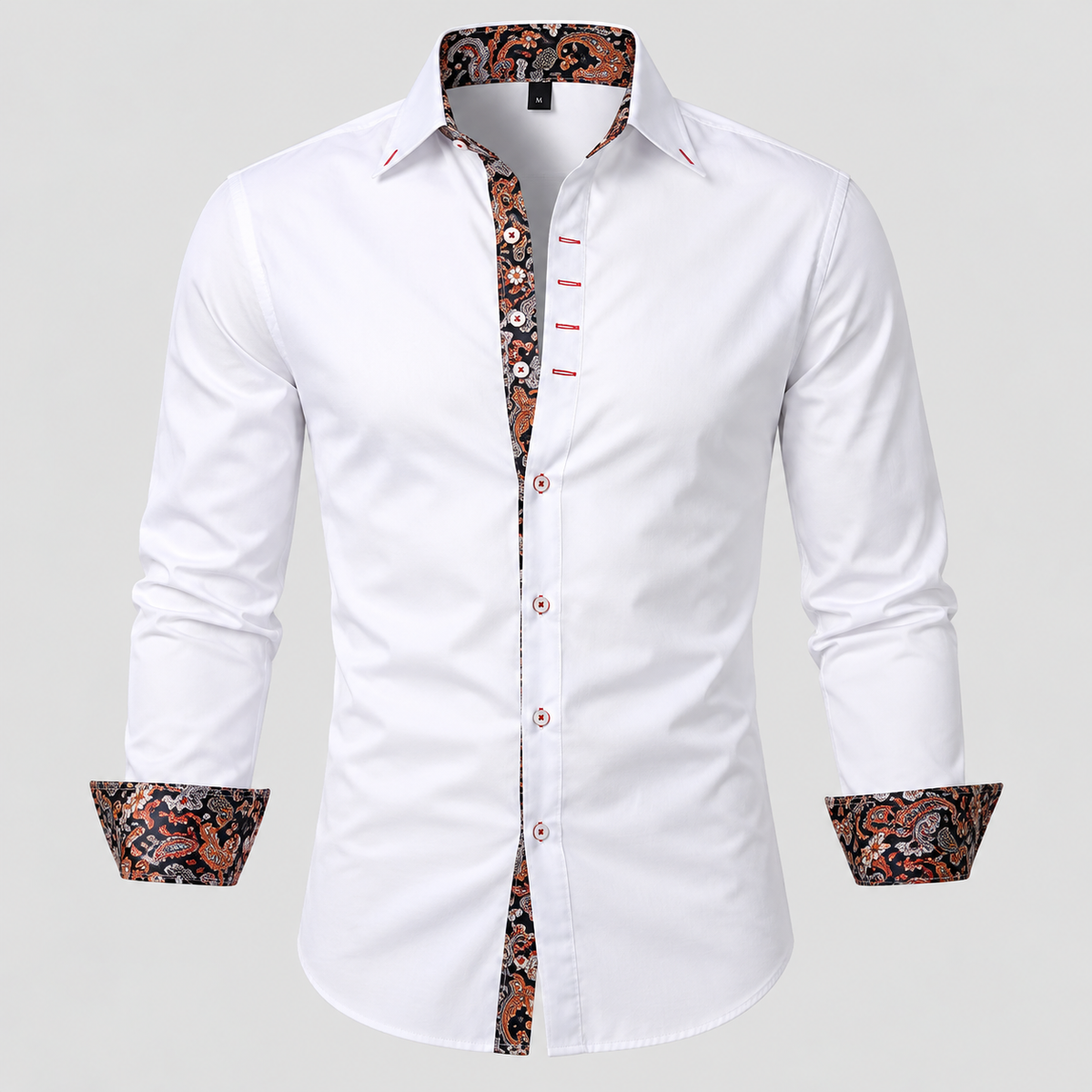 Kontrastdetalje Skjorte - Slim Fit Paisley Detalje