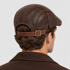 Herre Læder Flatcap – Retro Struktureret Kørekasket