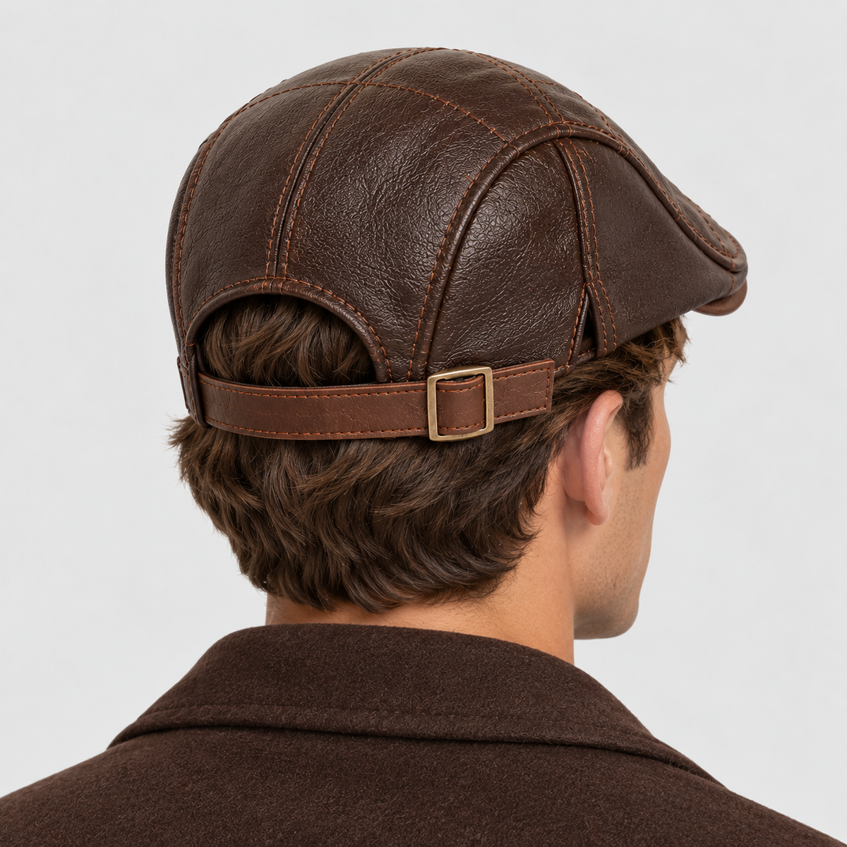 Herre Læder Flatcap – Retro Struktureret Kørekasket