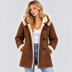 Shearling-Stil Frakke - Med Hætte, Toggle-Lukning