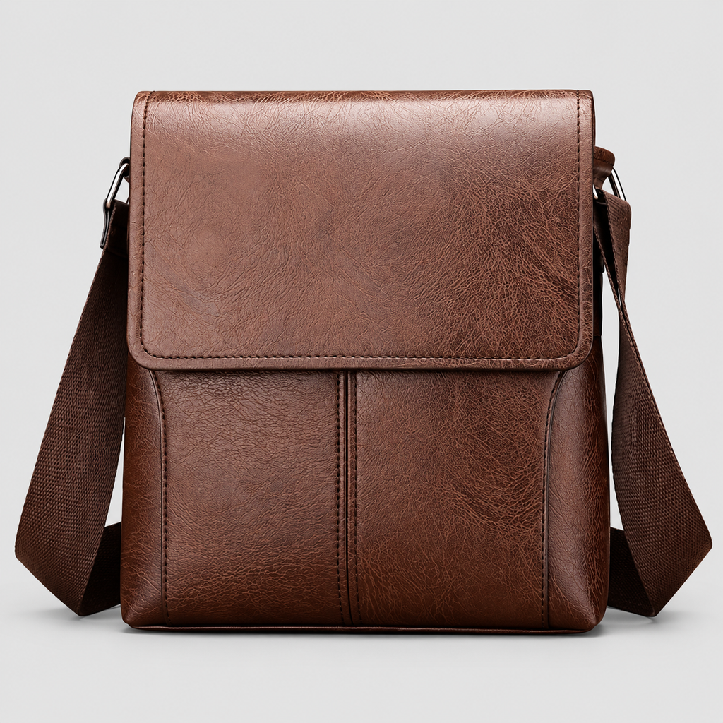 Messenger Bag i PU til Herrer - Crossbody med Spids Klapdetalje