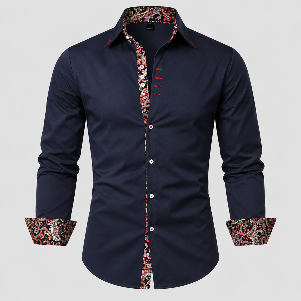 Kontrastdetalje Skjorte - Slim Fit Paisley Detalje