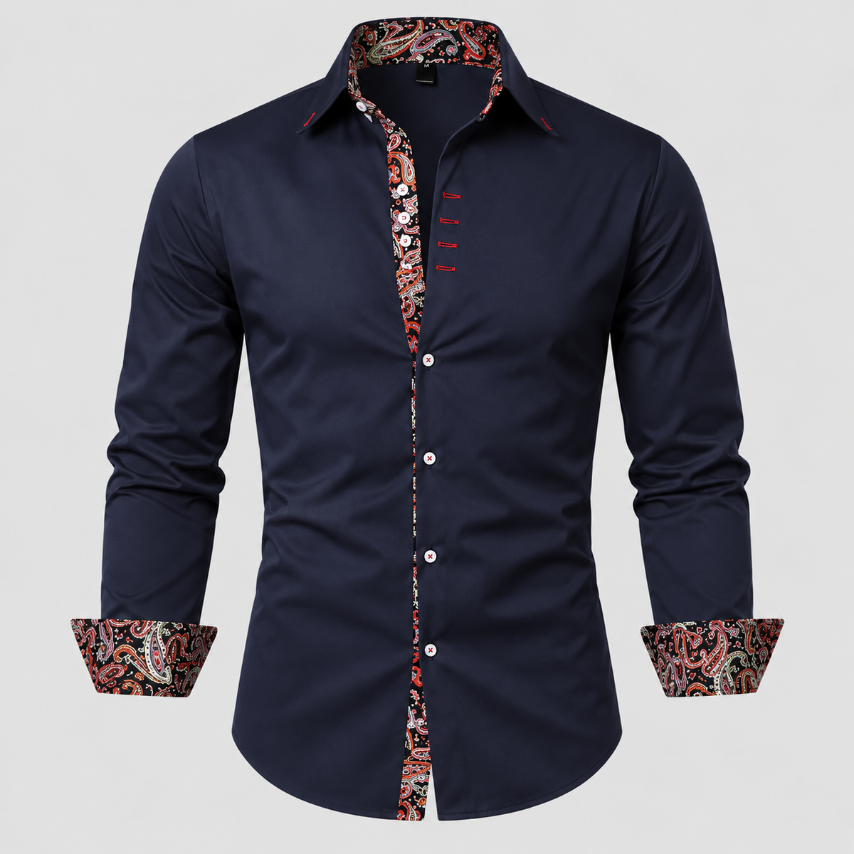 Kontrastdetalje Skjorte - Slim Fit Paisley Detalje