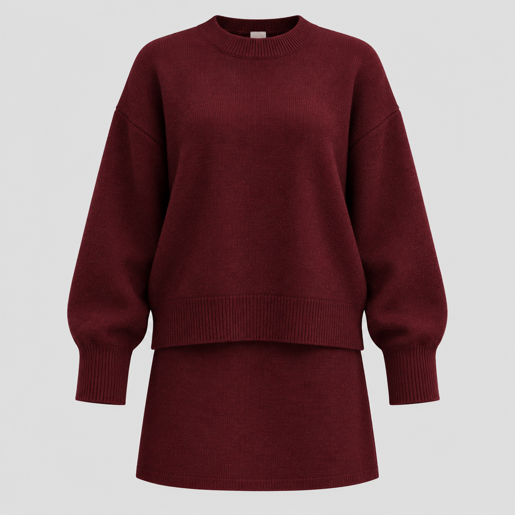Dame Todelt Sweatersæt – Oversized Top med Shorts