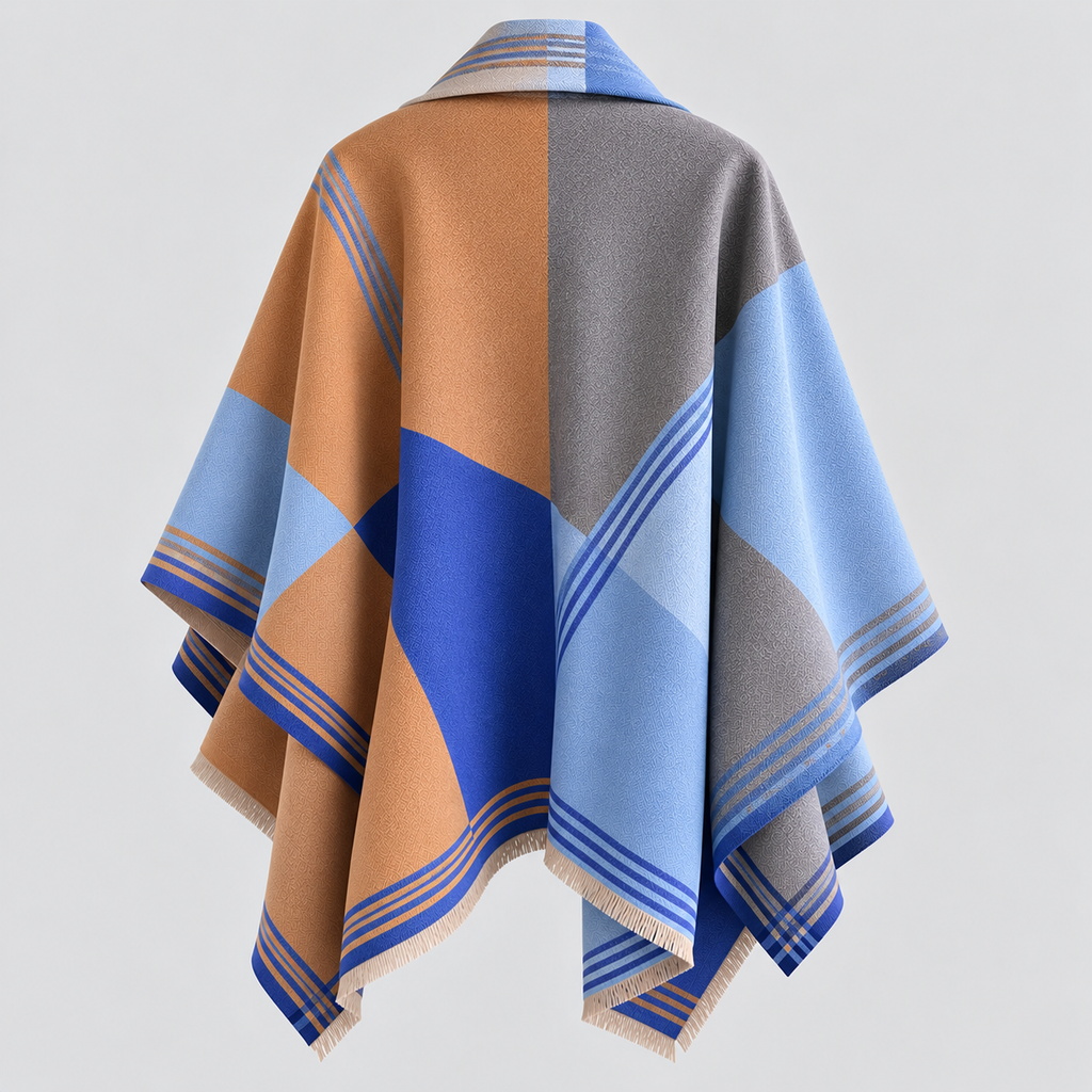 Oversized Ternet Sjal til Damer - Colorblock Vintersjal