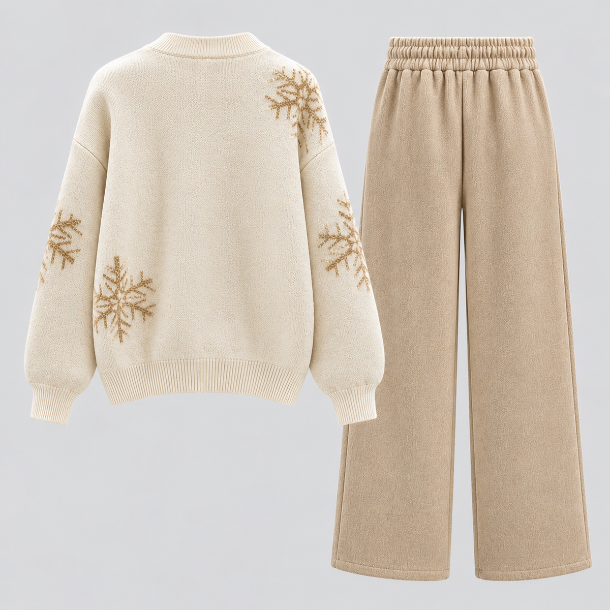 Hjortebroderet Sweater til Damer - Cremefarvet Strikket Pullover