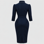 Bodycon-Kjole til Damer - V-Hals med Bæltet Høj Talje