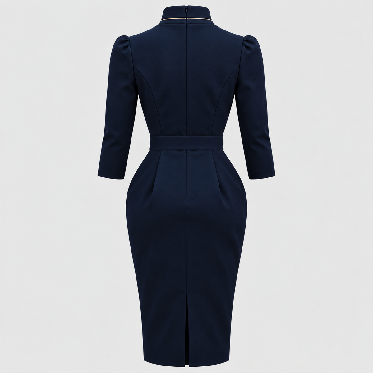 Bodycon-Kjole til Damer - V-Hals med Bæltet Høj Talje