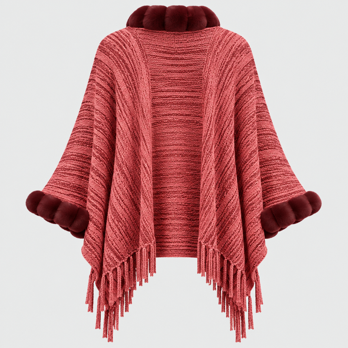 Frynsekantet Cardigan til Damer - Sjalskrave, Åben Front