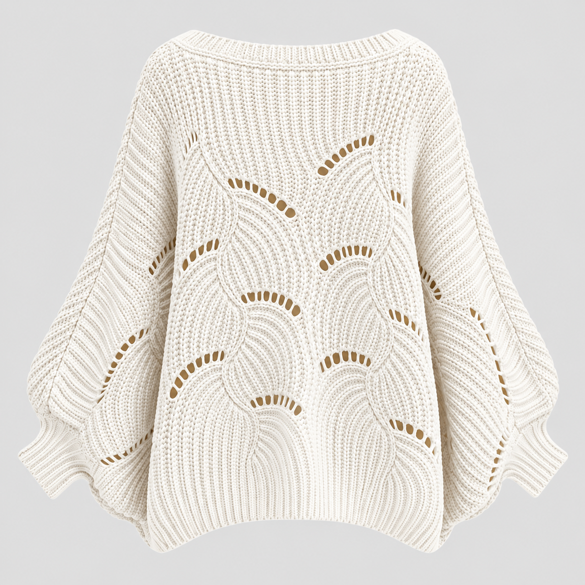 Sweater med Flagermusærmer til Damer - Cropped Kabelstrik