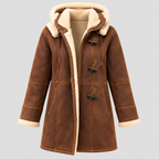 Shearling-Stil Frakke - Med Hætte, Toggle-Lukning