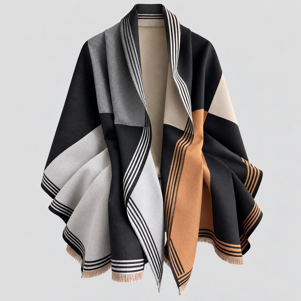 Oversized Ternet Sjal til Damer - Colorblock Vintersjal
