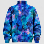 Botanisk Printet Sweater - Rullekrave, Afslappet Strik