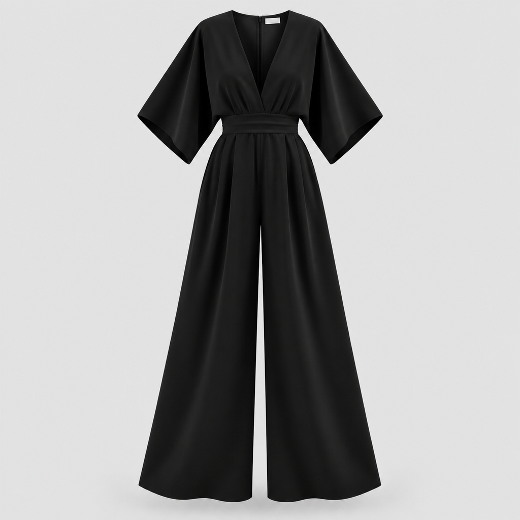 Chiffon Wrap Jumpsuit til Damer – Vide Ben, Flere Farver