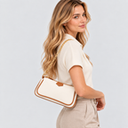 Tofarvet Crossbodytaske - Guldkæderem med Canvasrem