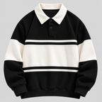 Polokrave Pullover til Herrer - Sweater med Kontraststriber