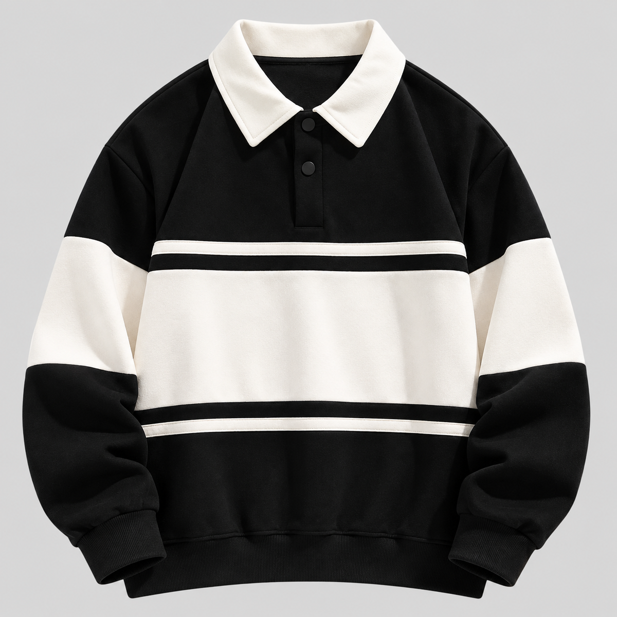Polokrave Pullover til Herrer - Sweater med Kontraststriber