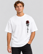 T-Shirt med Rosenprint til Herrer - Oversized Pasform, Rund Hals