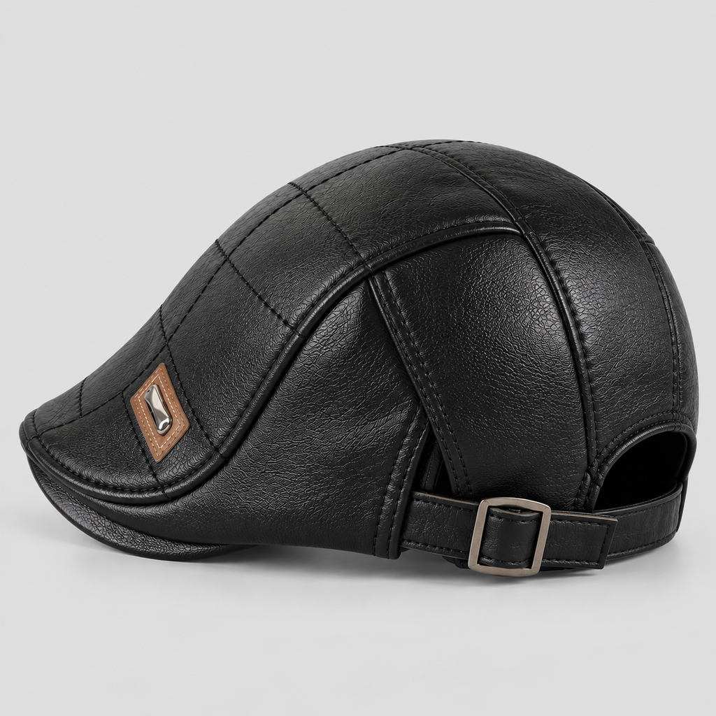 Herre Læder Flatcap – Retro Struktureret Kørekasket