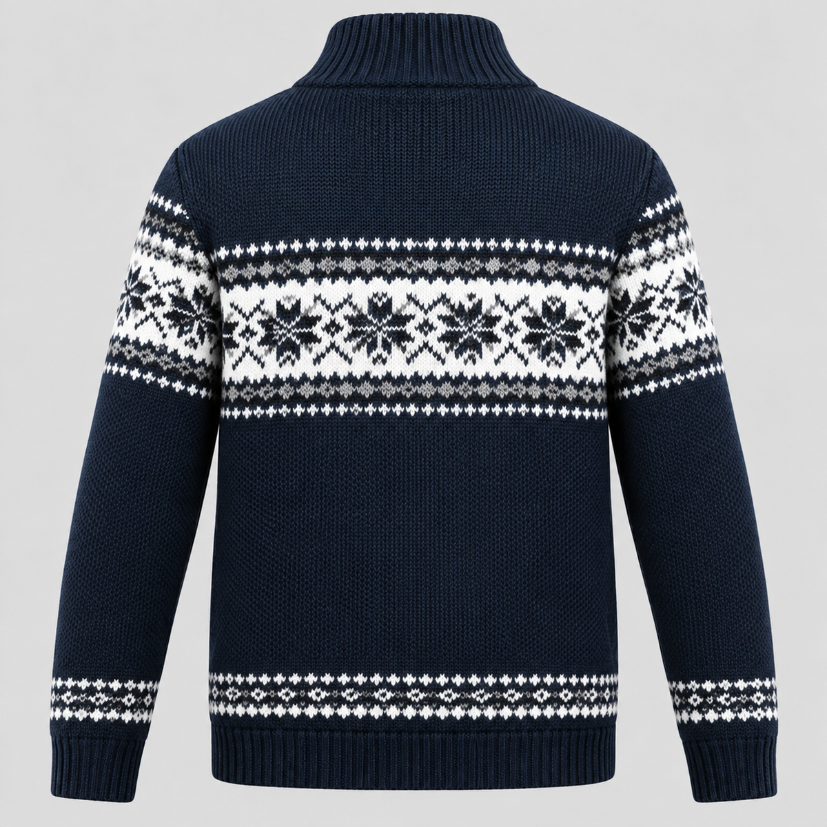 Herre Nordisk Mønstret Lynlåstrøje – Fair Isle Strikjakke