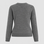 Fårmotiv-Sweater til Damer - Intarsiastrik, Rund Hals