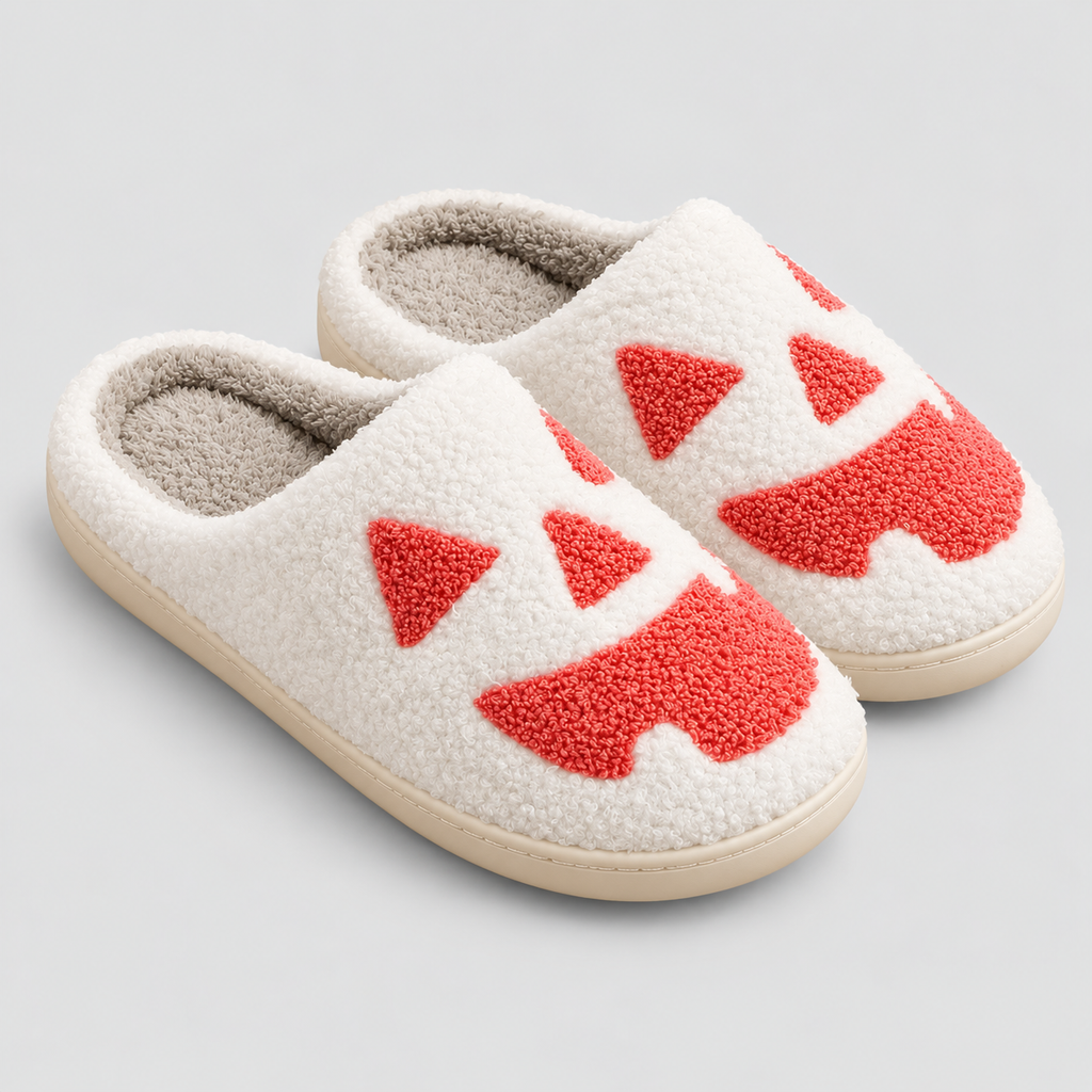 Græskartøfler - Plyssede Halloween-Hjemmesko