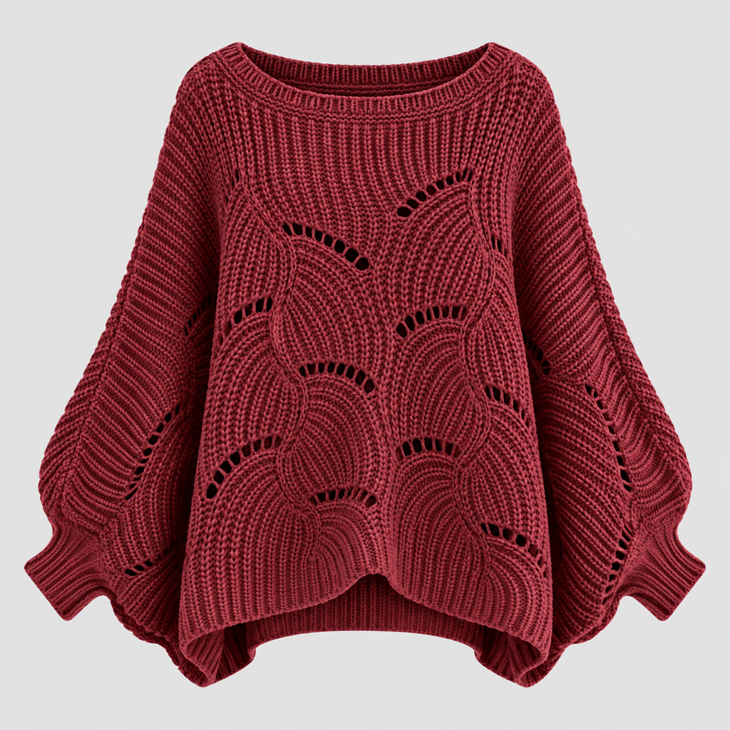 Sweater med Flagermusærmer til Damer - Cropped Kabelstrik