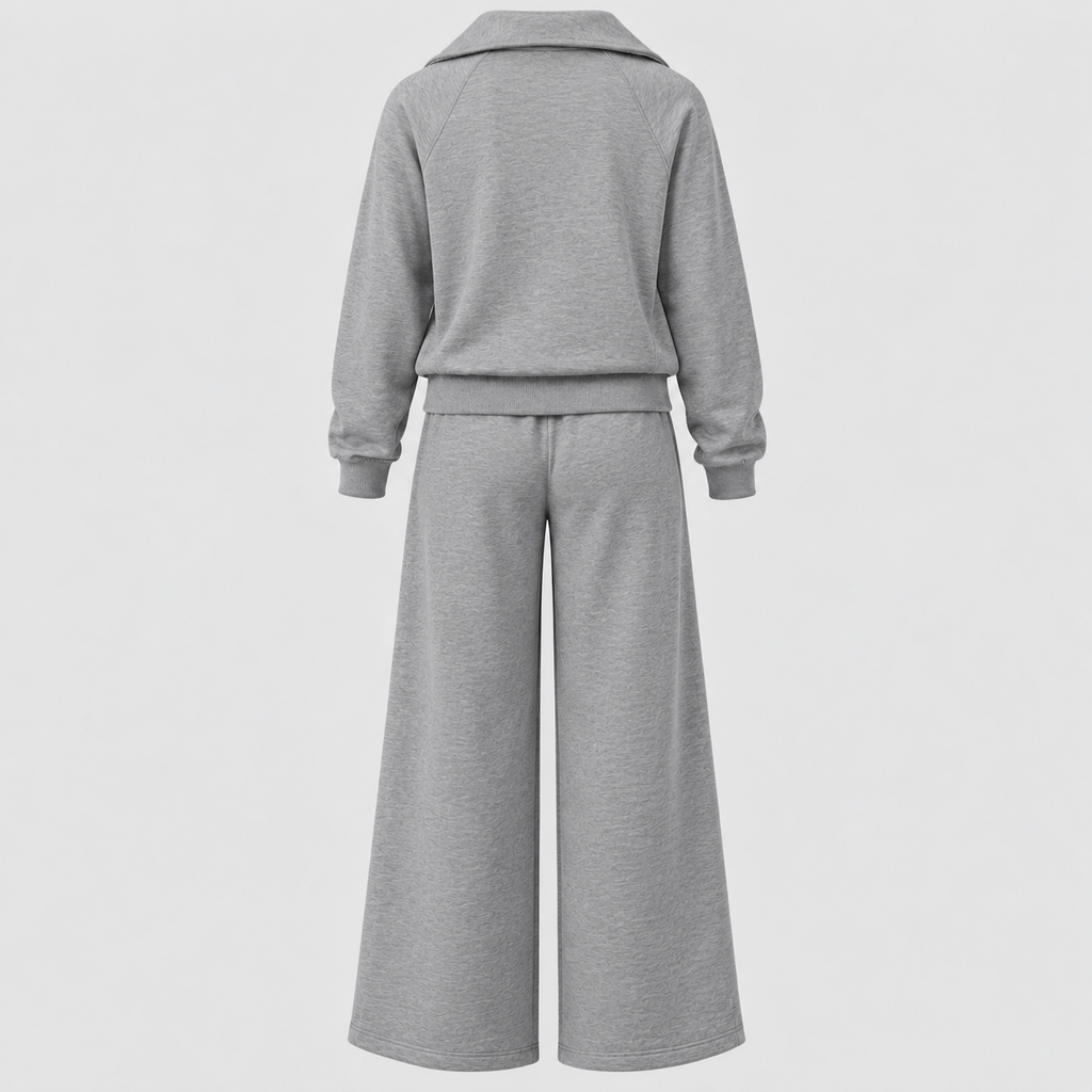 Joggingsæt med Lynlås - Todelt Loungewear med Vide Ben