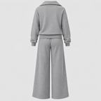 Joggingsæt med Lynlås - Todelt Loungewear med Vide Ben