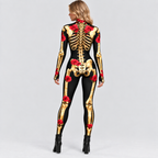 Skelettryk Overall til Damer - Halloween-Kostume med Rosendetaljer