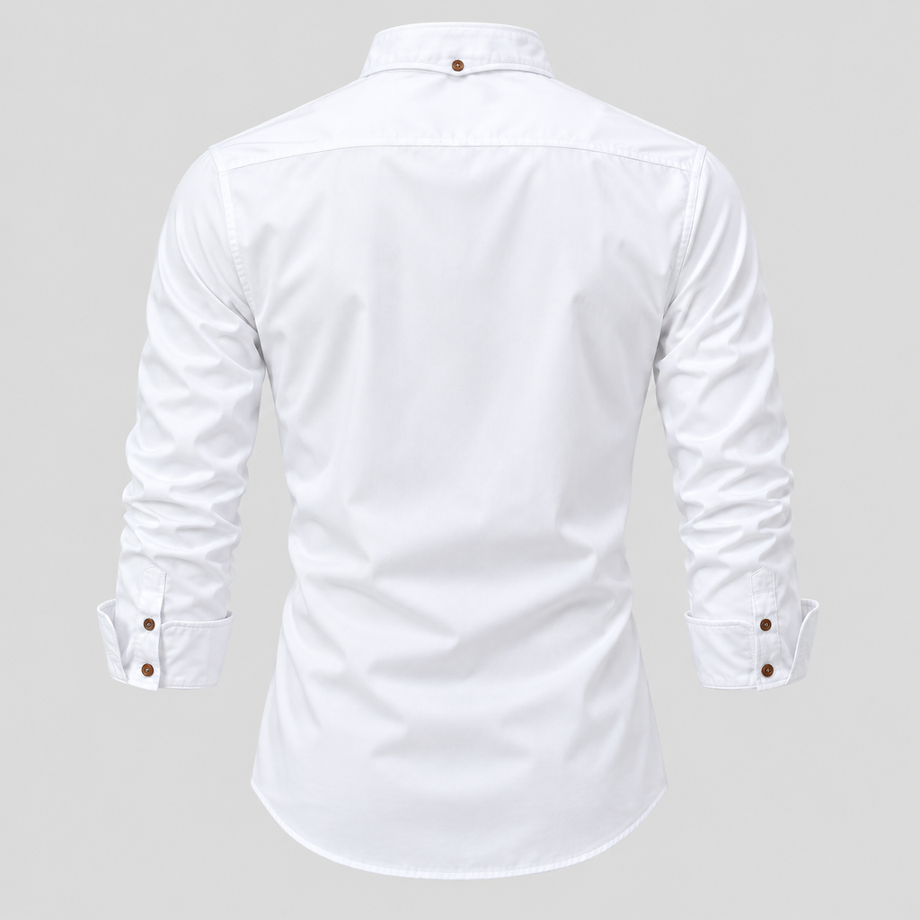 Herre Slim Fit Standkraveskjorte – Grandad Krave Knapskjorte