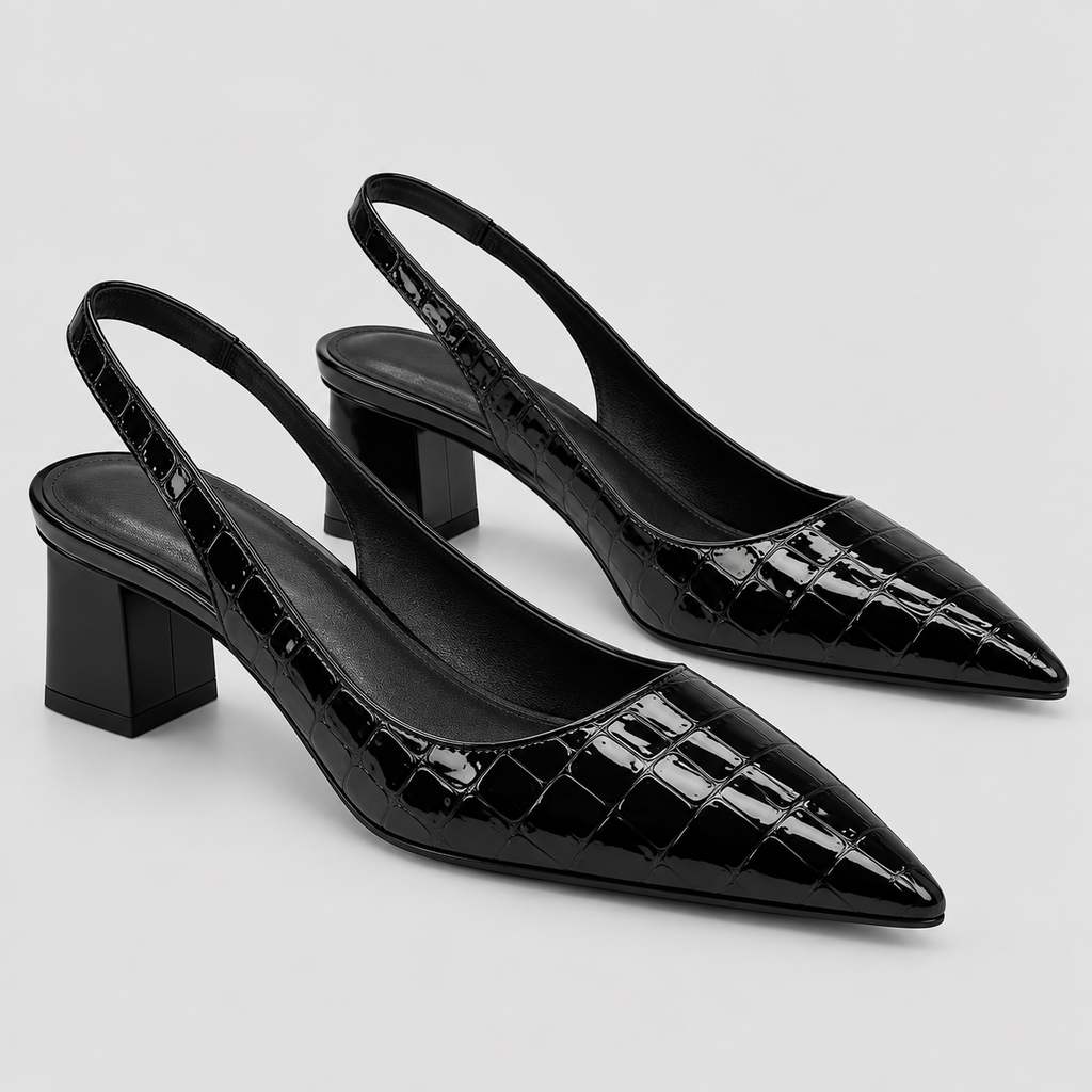 Slingback Kitten Heels - Spids Tå Elastisk Rem