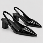 Slingback Kitten Heels - Spids Tå Elastisk Rem