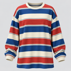 Stribet Oversized Sweater til Damer - Bomulds-Polyesterblanding