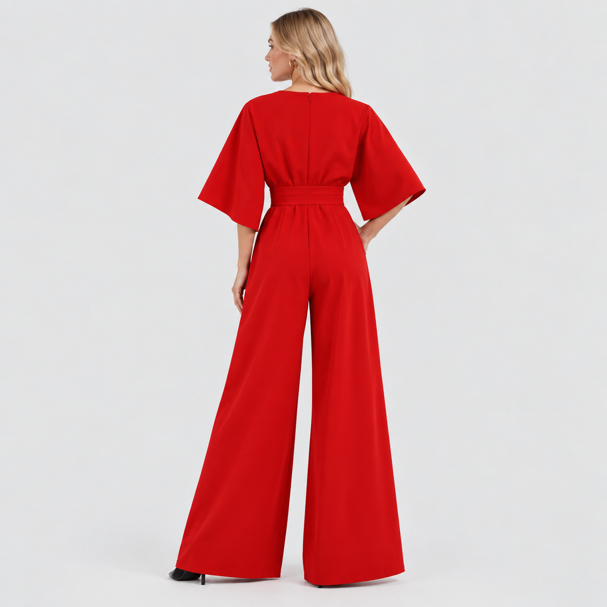 Chiffon Wrap Jumpsuit til Damer – Vide Ben, Flere Farver