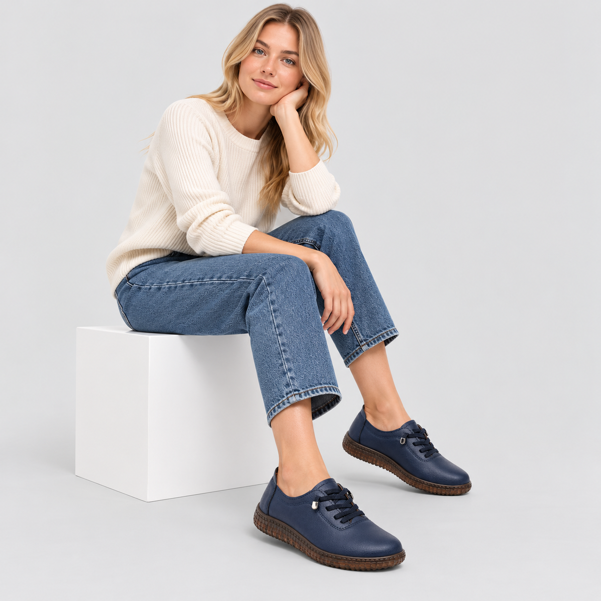 PU Snøresko til Damer - Minimalistiske Sneakers med Fleksibel Sål
