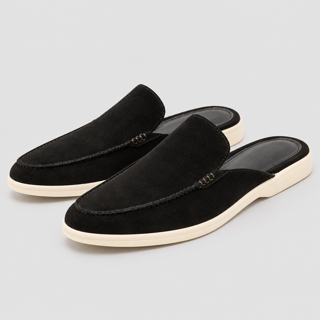 Ruskindslook Loafers til Herrer - Bagløse Slip-On Mules
