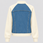 Cropped Bomberjakke til Damer - Denim med Ribkant