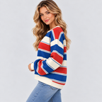 Stribet Oversized Sweater til Damer - Bomulds-Polyesterblanding