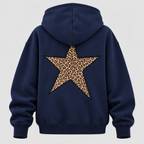 Oversized Hoodie - Leopardstjerne på Ryggen, Faldende Skuldre
