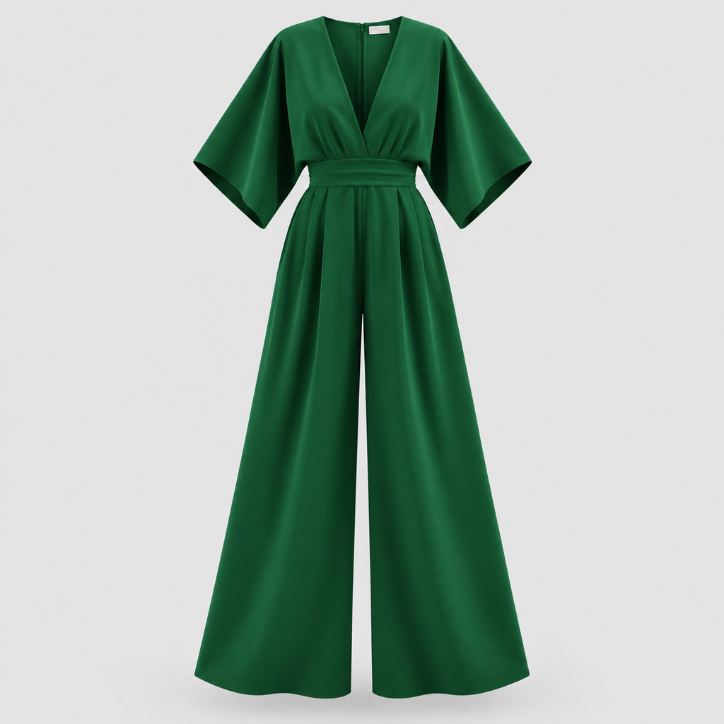 Chiffon Wrap Jumpsuit til Damer – Vide Ben, Flere Farver